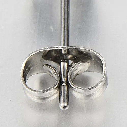 1 Pair 8MM Mens Ladies Black Cubic Zirconia Stud Earrings Stainless Steel