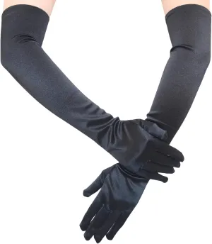 21" Long Opera Party Satin Golves for Women 1920s Stain Finger Gloves Elbow Length Bridal Costume Evening Dress