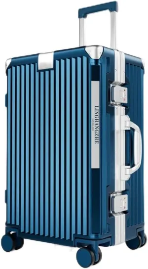 24'' Checked/Trunk Luggage Gorgeous Gem-blue 3/7 Split Opening 50% Increase in Capacity Built in Detachable Shoe Bag Zipperless Aluminum Frame Suitcase with Cup Holder, USB Port