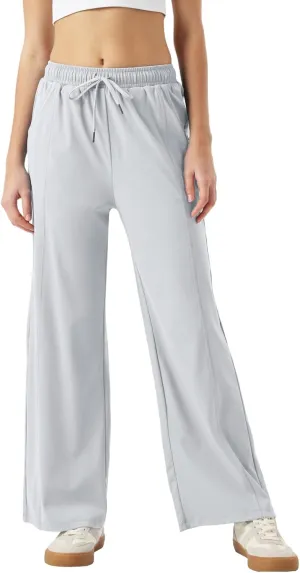 26"/28"/30" Inseam Womens Summer Pants Cool Thin Petite Sweatpants Wide Leg Elastic Waist Loose Lightweight with Pocket UPF50