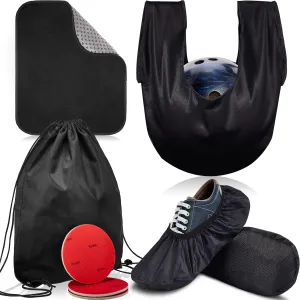 8 Pcs Bowling Shoe Protector Covers Seesaw Microfiber Ball Polisher Towel Sanding Pads with Storage Bag Bowling Accessory Kit for Sport Equipment