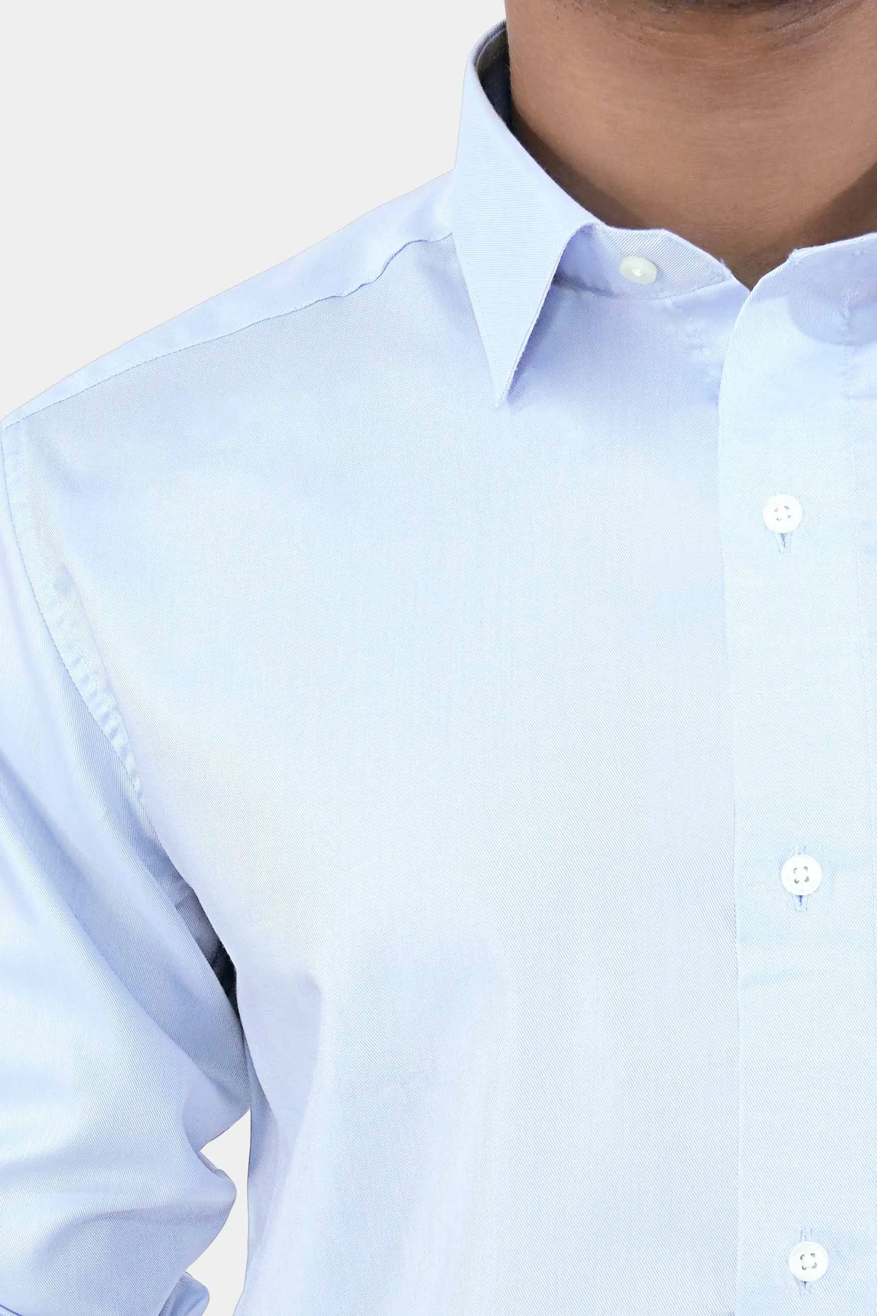 Aqua Blue Twill Premium Cotton Shirt
