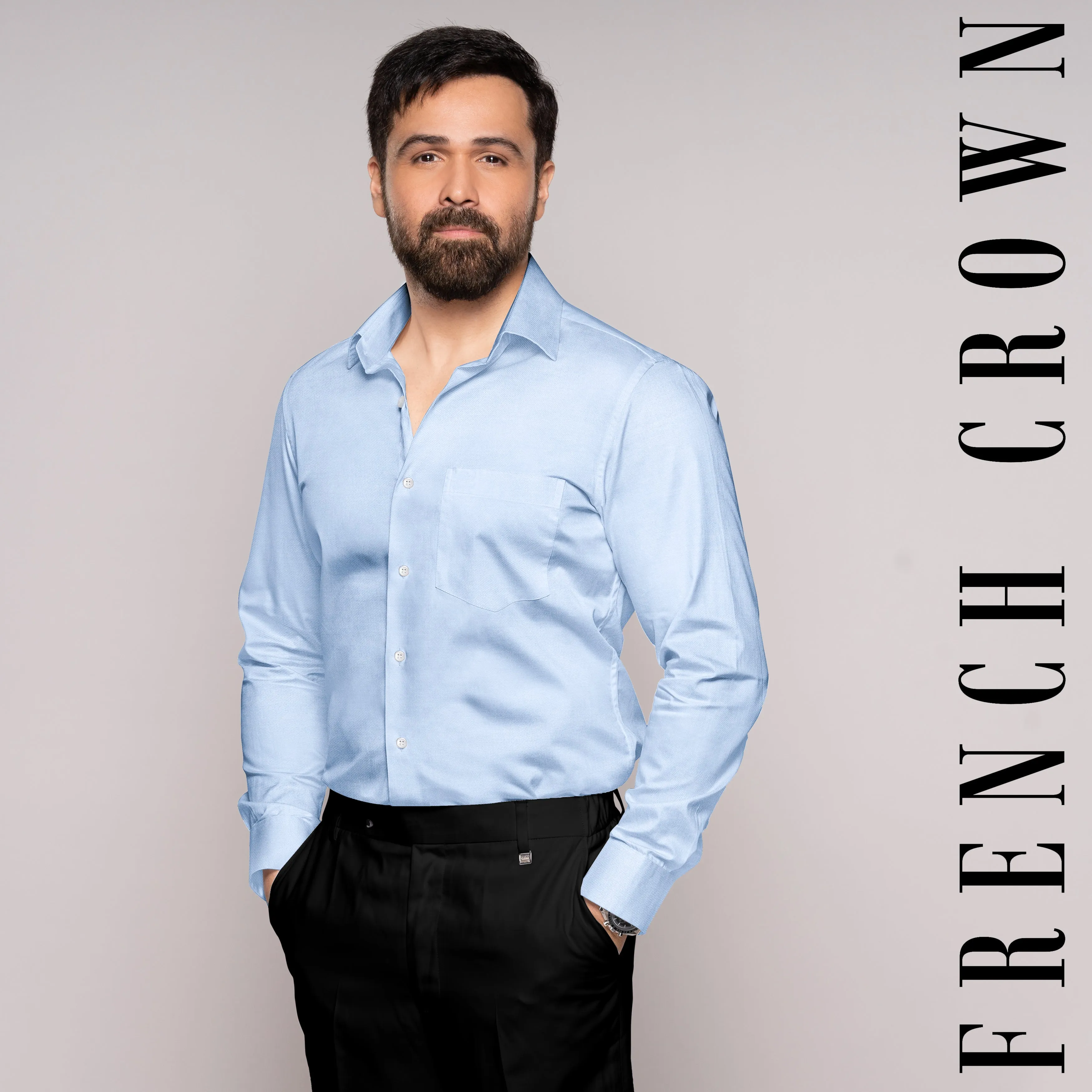 Aqua Blue Twill Premium Cotton Shirt