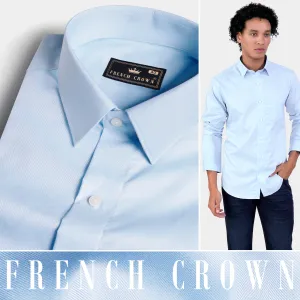 Aqua Blue Twill Premium Cotton Shirt
