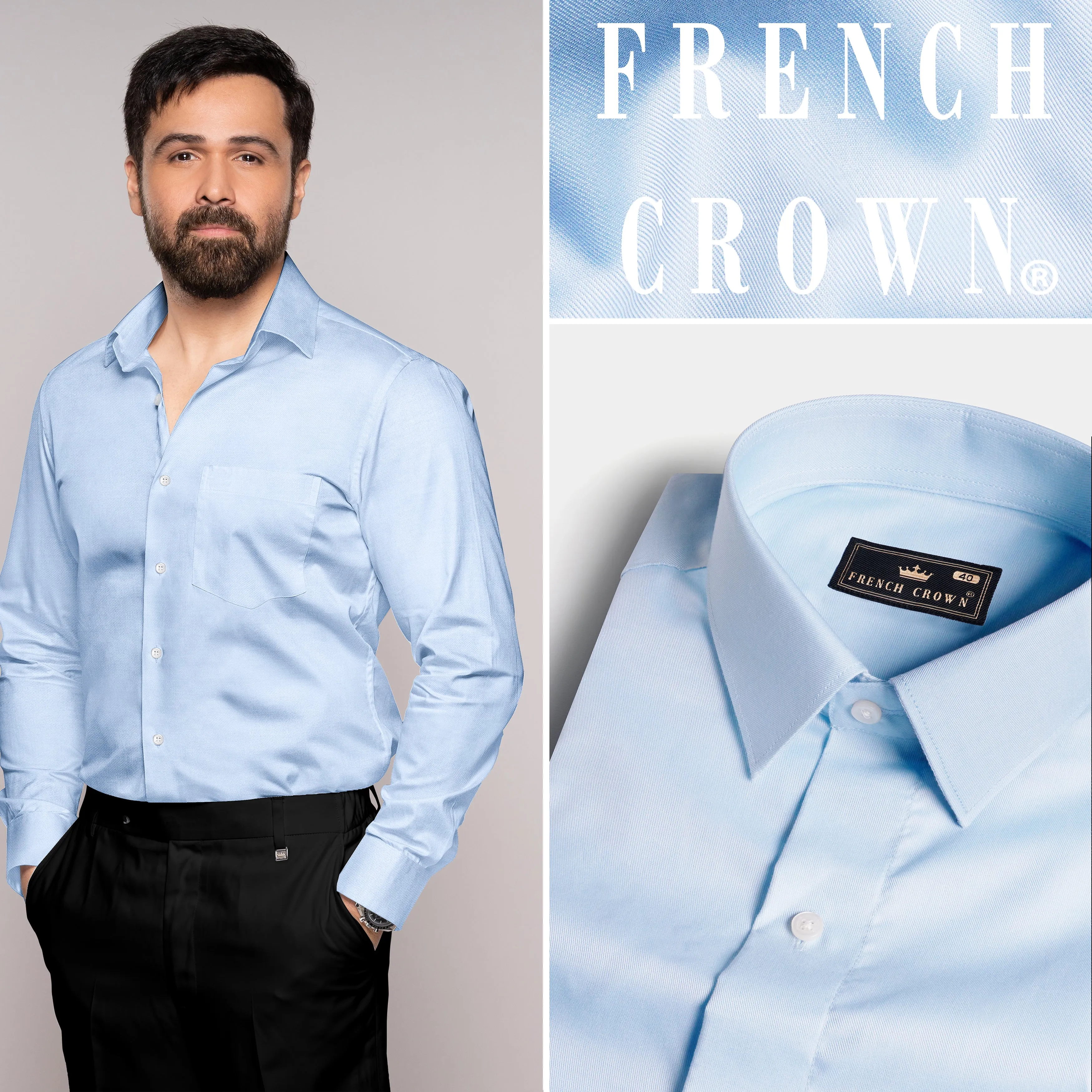 Aqua Blue Twill Premium Cotton Shirt