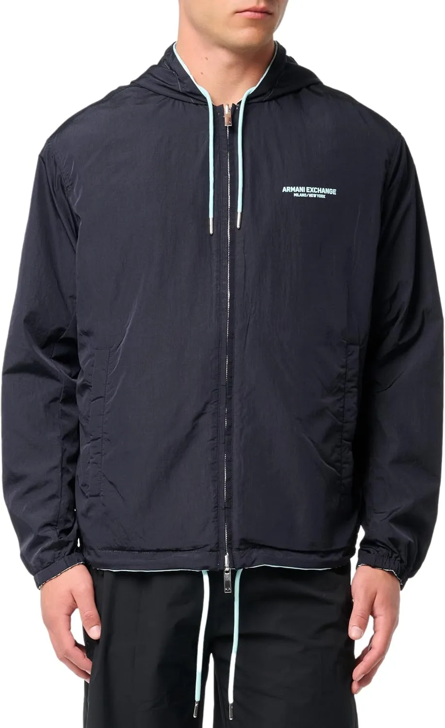 Armani Exchange Men's Hooded Reversible Camo Jacquard Light Jacket