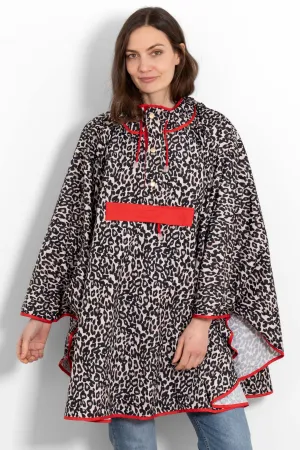 Aspen Rain Poncho - Cream/Red, Leopard