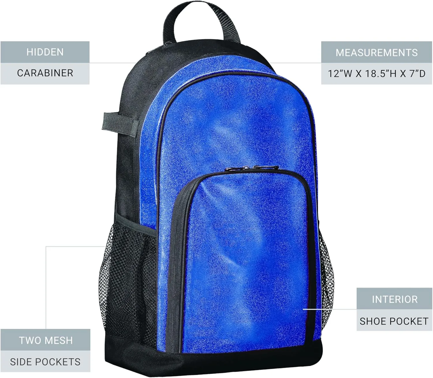 Augusta Sportswear Backpack, Royal Glitter/Black, One Size