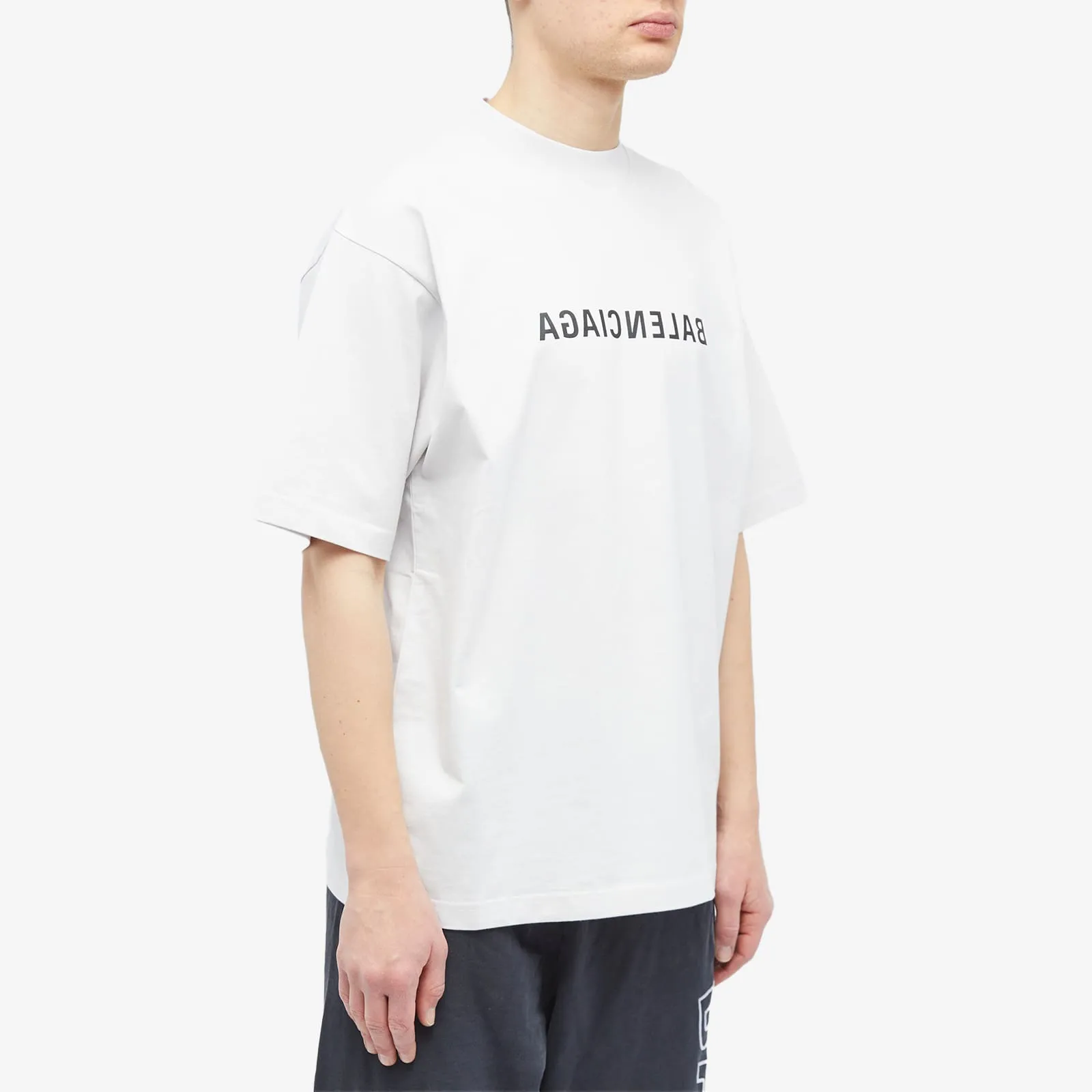 Balenciaga Mirror Logo T-Shirt in Ecru & Black