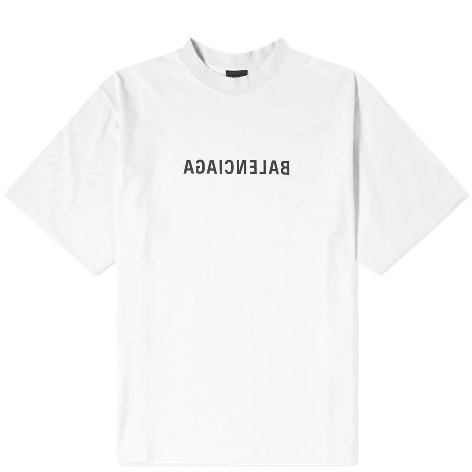 Balenciaga Mirror Logo T-Shirt in Ecru & Black