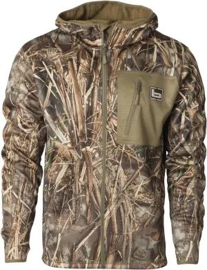 Banded Hooded Full Zip Mid Layer Fleece Jacket