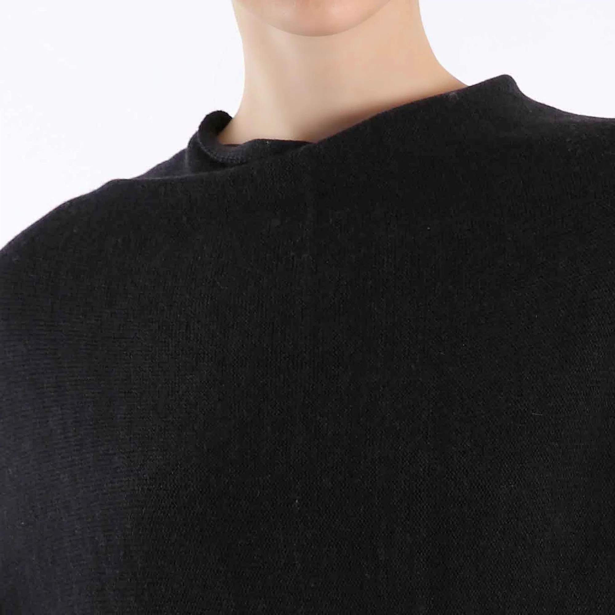 Black Hand-Knitted Cashmere Ponchos