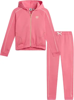 Body Glove Girls' Jogger Set - 2 Piece Fleece Sweatshirt and Sweatpants Sweatsuit (7-12)
