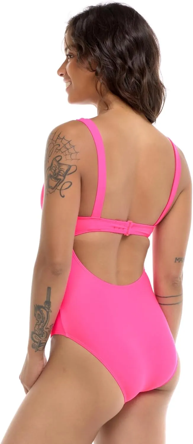 Body Glove Women's Standard Smoothies Eli Solid One Piece Swimsuit with V-Wire Neckline