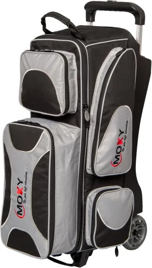 Bowlerstore Products Moxy Deluxe Triple Roller Bowling Bag - Silver/Black