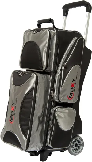 Bowling Products Deluxe Triple Roller Bowling Bag- Silver/Black