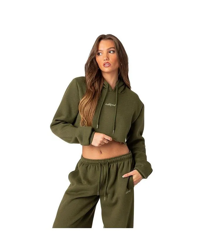 Brenna Edited Women's Cropped Hoodie, Green