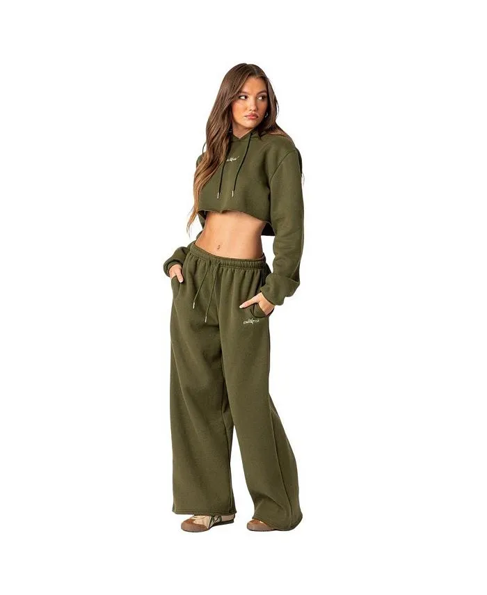 Brenna Edited Women's Cropped Hoodie, Green