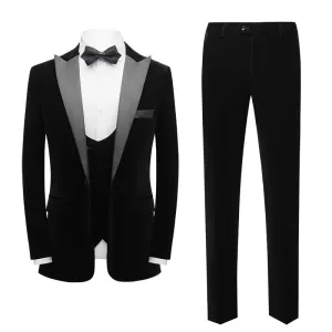 Corduroy Chic Skinny Zipper Fly 3 Piece Suit