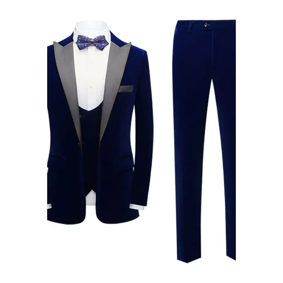 Corduroy Chic Skinny Zipper Fly 3 Piece Suit