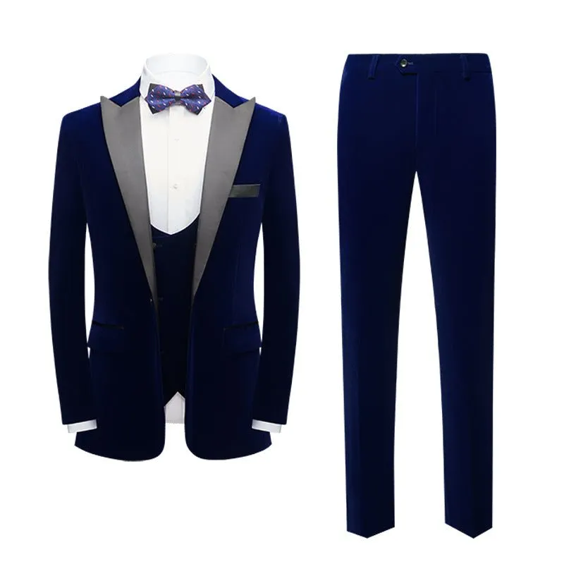 Corduroy Chic Skinny Zipper Fly 3 Piece Suit
