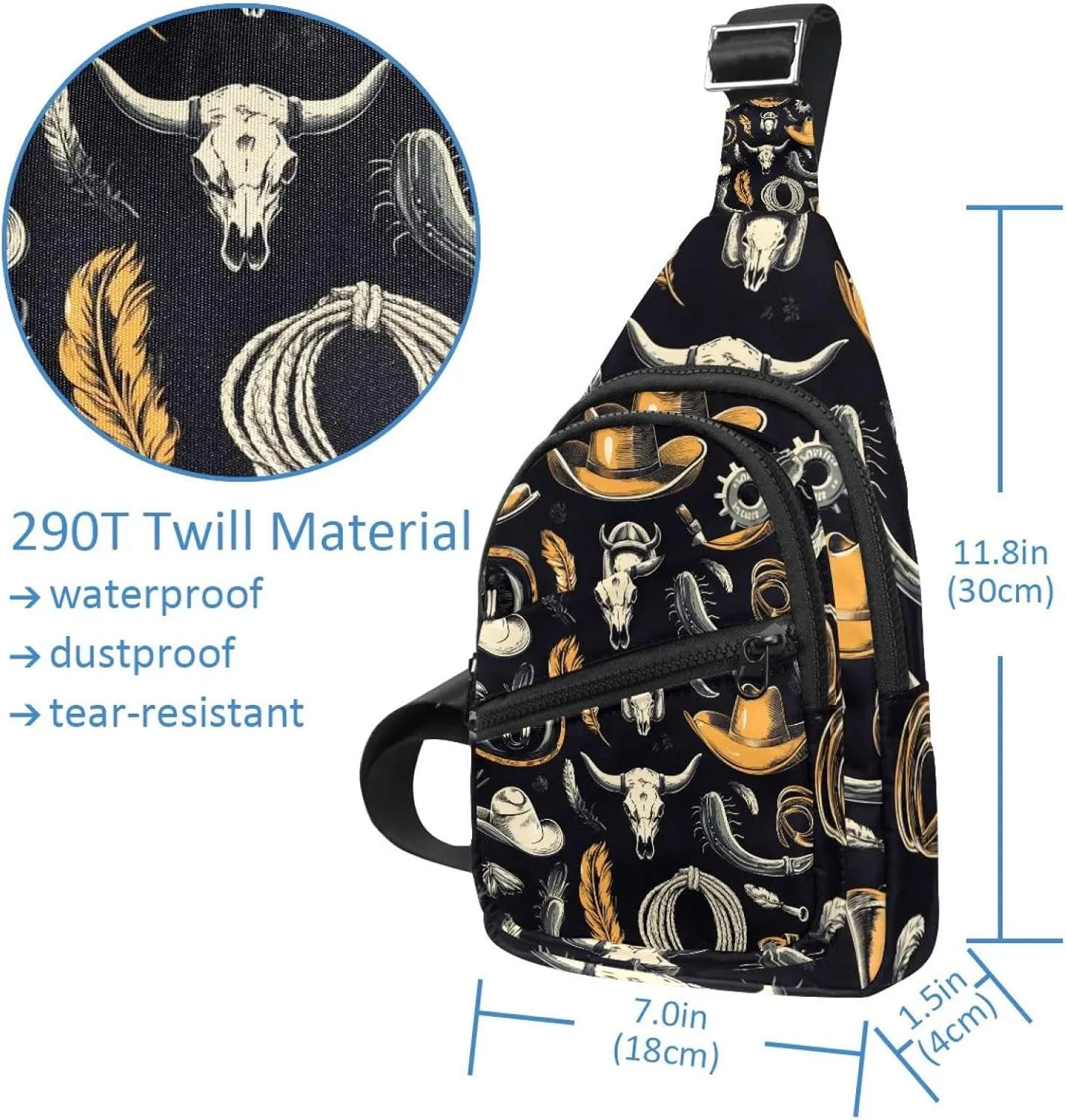 Cowboy Hat Cactuses Western Chest Daypack Crossbody Backpack for Women Men