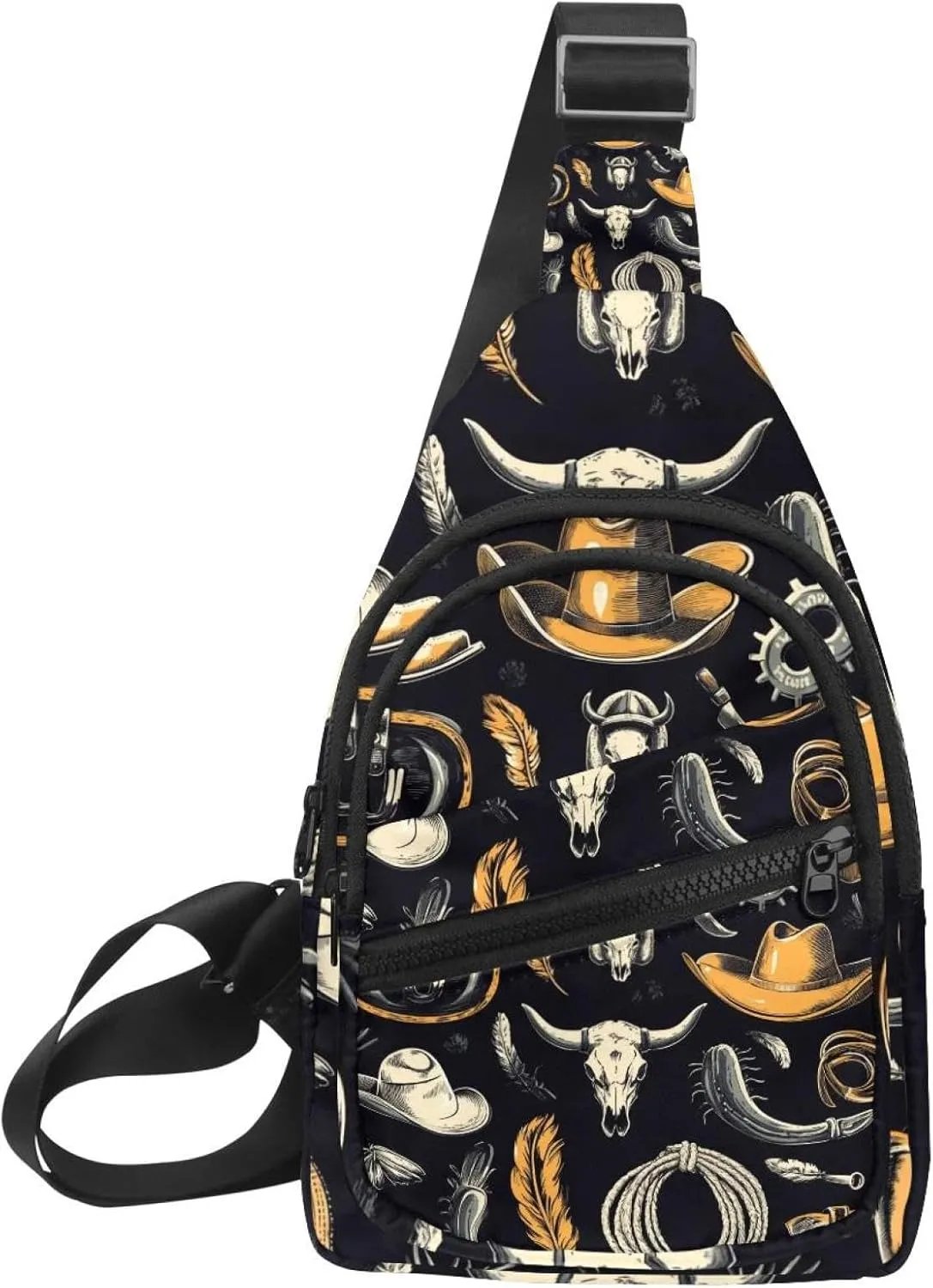 Cowboy Hat Cactuses Western Chest Daypack Crossbody Backpack for Women Men