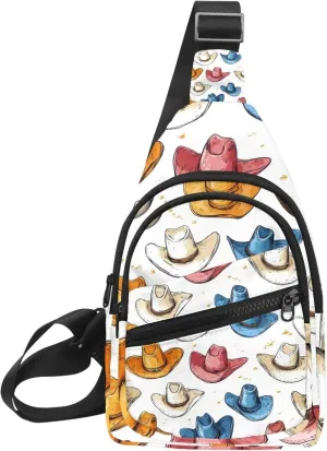 Cowboy Hat Cactuses Western Chest Daypack Crossbody Backpack for Women Men