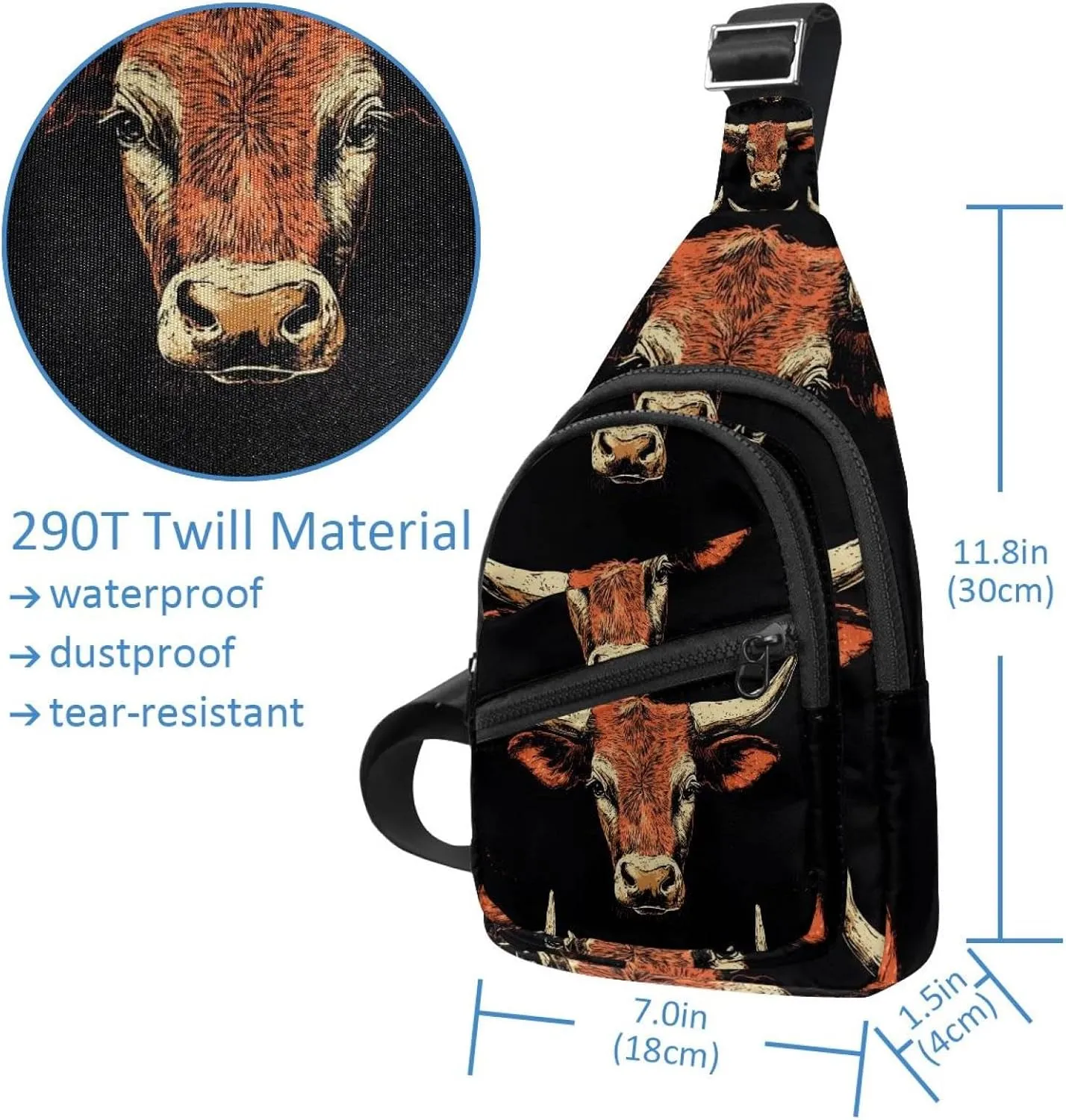Cowboy Hat Cactuses Western Crossbody Sling Backpack Sling Bag Travel Hiking Chest Bag Daypack