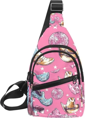Cowboy Hat Cactuses Western Crossbody Small Sling Bag Sling Backpack for Travel Sports Hiking