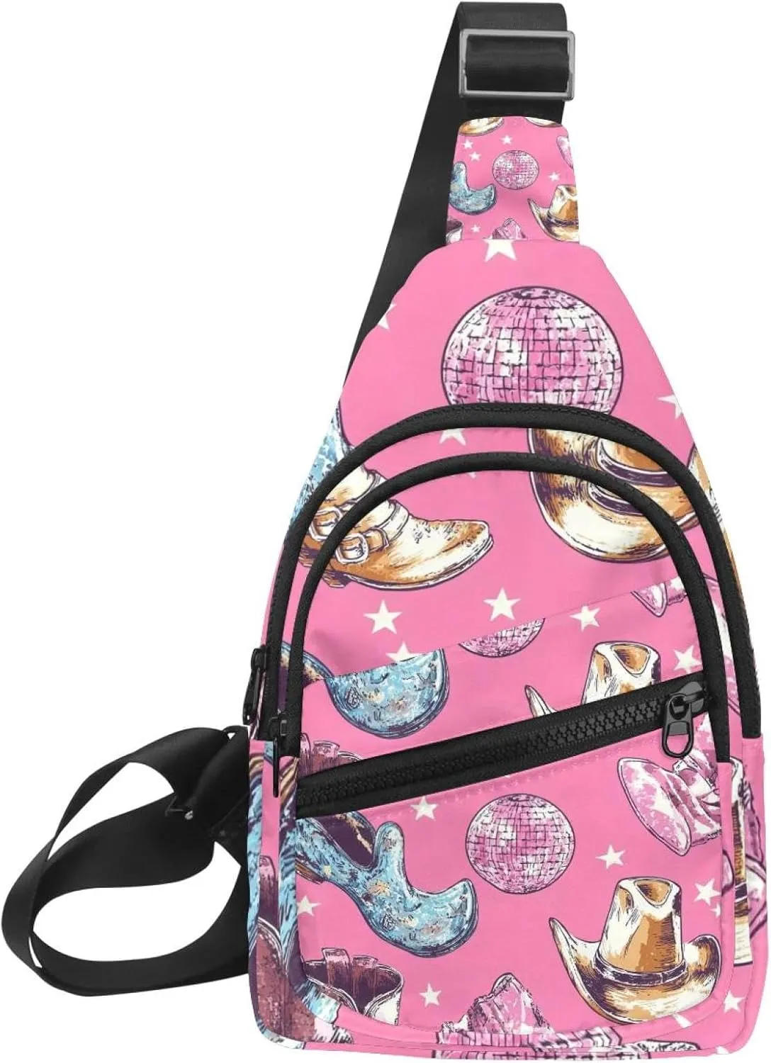 Cowboy Hat Cactuses Western Crossbody Small Sling Bag Sling Backpack for Travel Sports Hiking