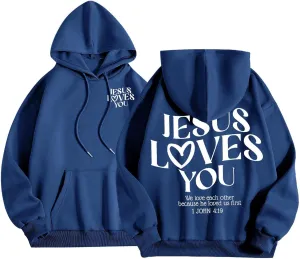 Cute Oversized Hoodies Jesus Loves You Hoodie Jesus Hoodie Preppy Hoodies- Christian Hoodie Hoodie For Girls