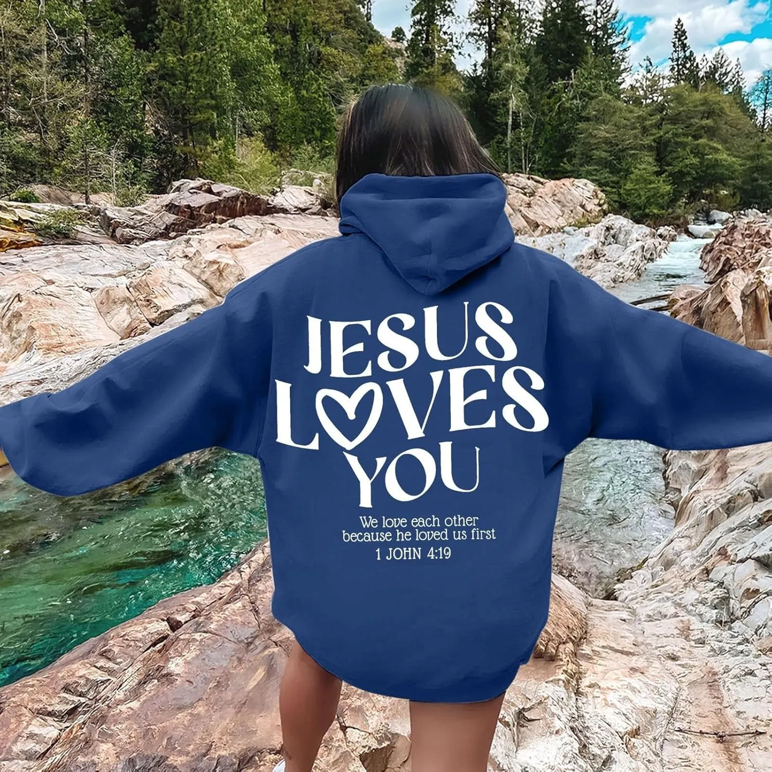 Cute Oversized Hoodies Jesus Loves You Hoodie Jesus Hoodie Preppy Hoodies- Christian Hoodie Hoodie For Girls