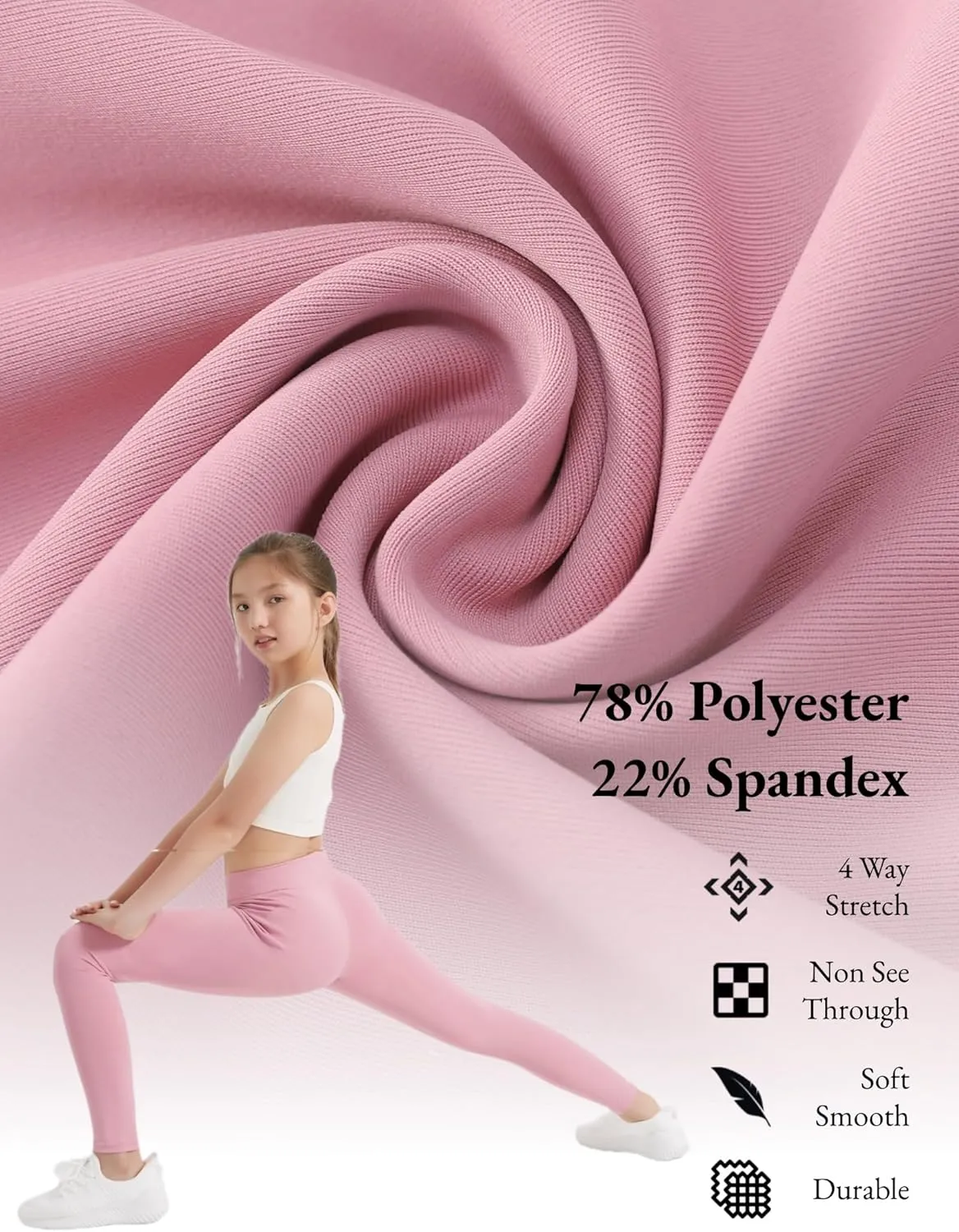 EXARUS 4 Pack Girls Leggings Kids Yoga Pants Crossover V Waist Ankle/Full Length High Waisted for School Casual Dance
