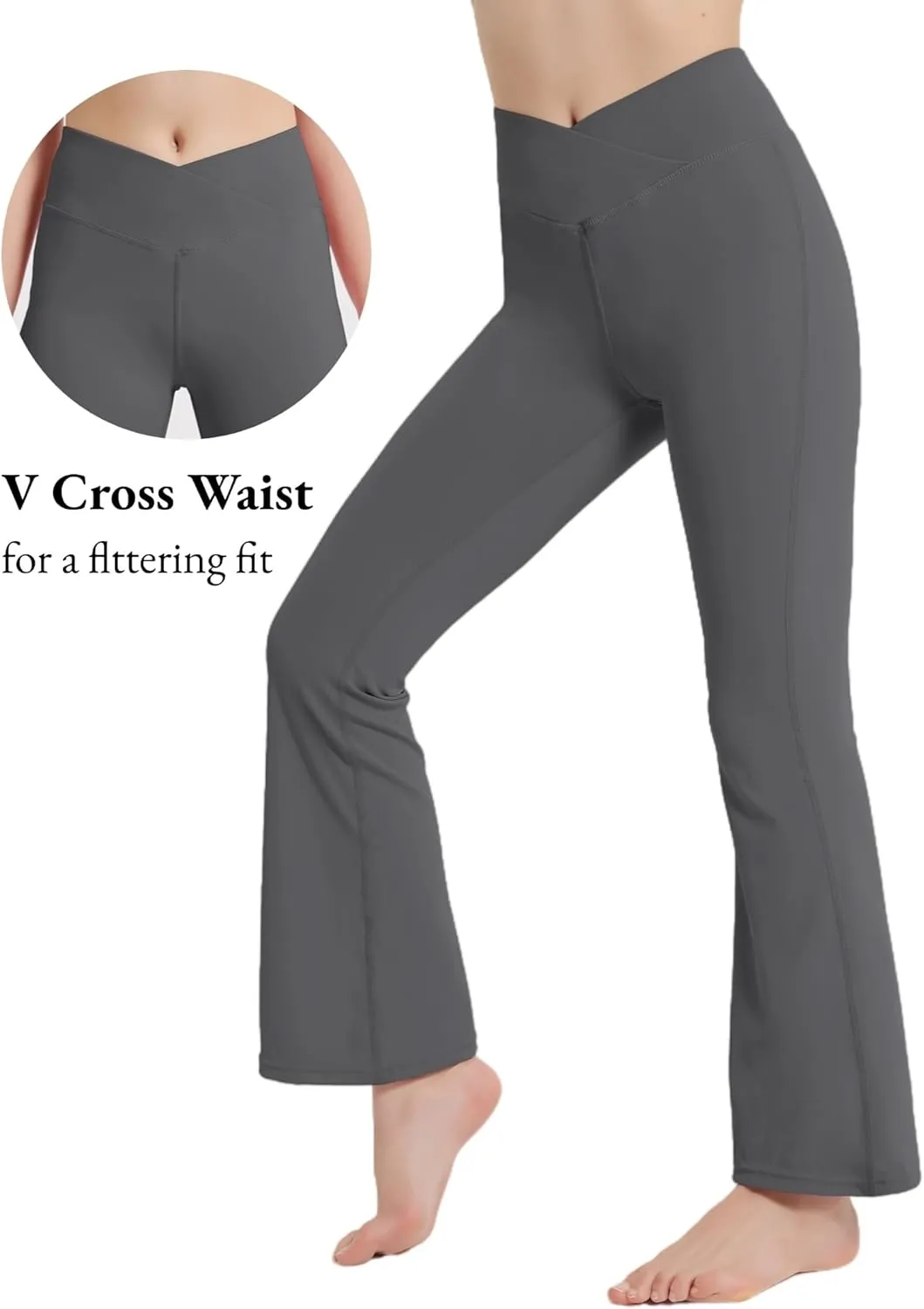 EXARUS 4 Pack Girls Leggings Kids Yoga Pants Crossover V Waist Ankle/Full Length High Waisted for School Casual Dance
