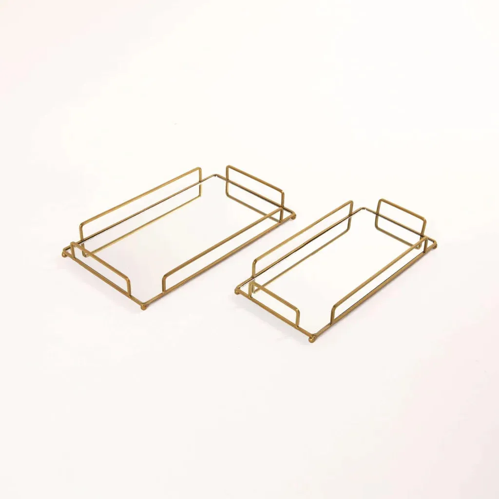 FAB RECTANGLE SET OF 2 MIRROR TRAYS