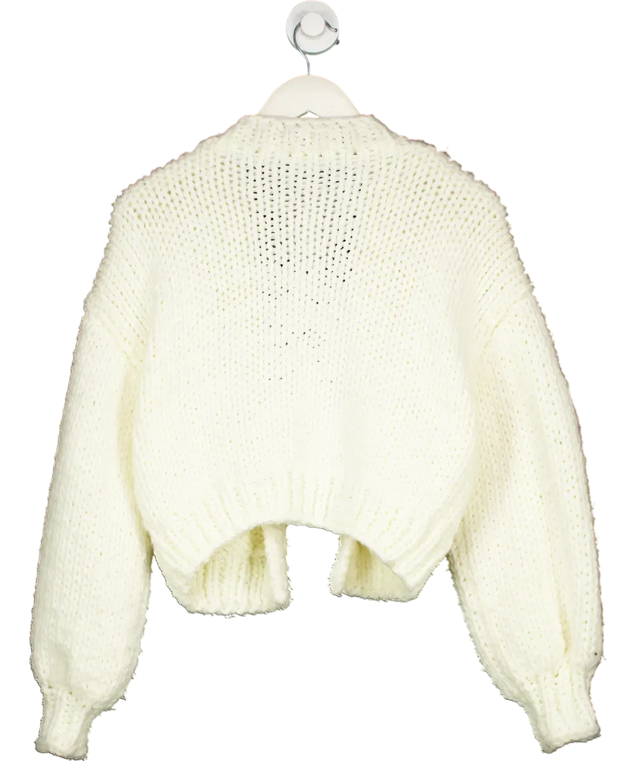 Glamorous Cream 3d Flower Chunky Knit Cardigan One Size
