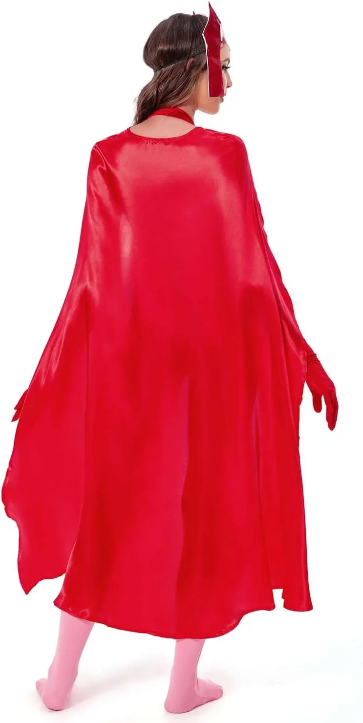 Gosbeliy Adult Women Maximoff Costume Halloween Red Witch Cosplay Cloak Outfits
