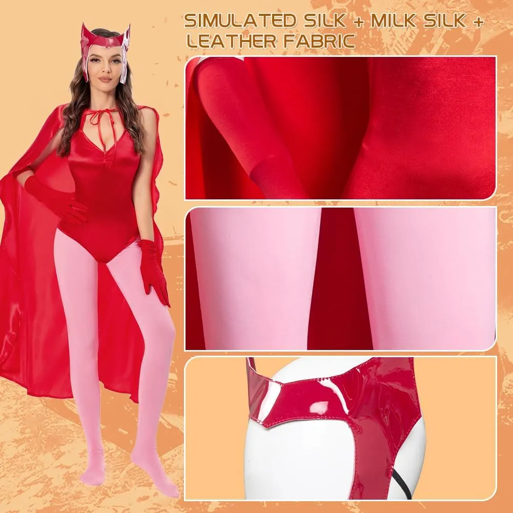 Gosbeliy Adult Women Maximoff Costume Halloween Red Witch Cosplay Cloak Outfits