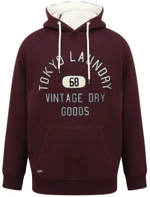 Harrisville Applique Pullover Hoodie with Borg Lined Hood In Vintage Wine - Tokyo Laundry