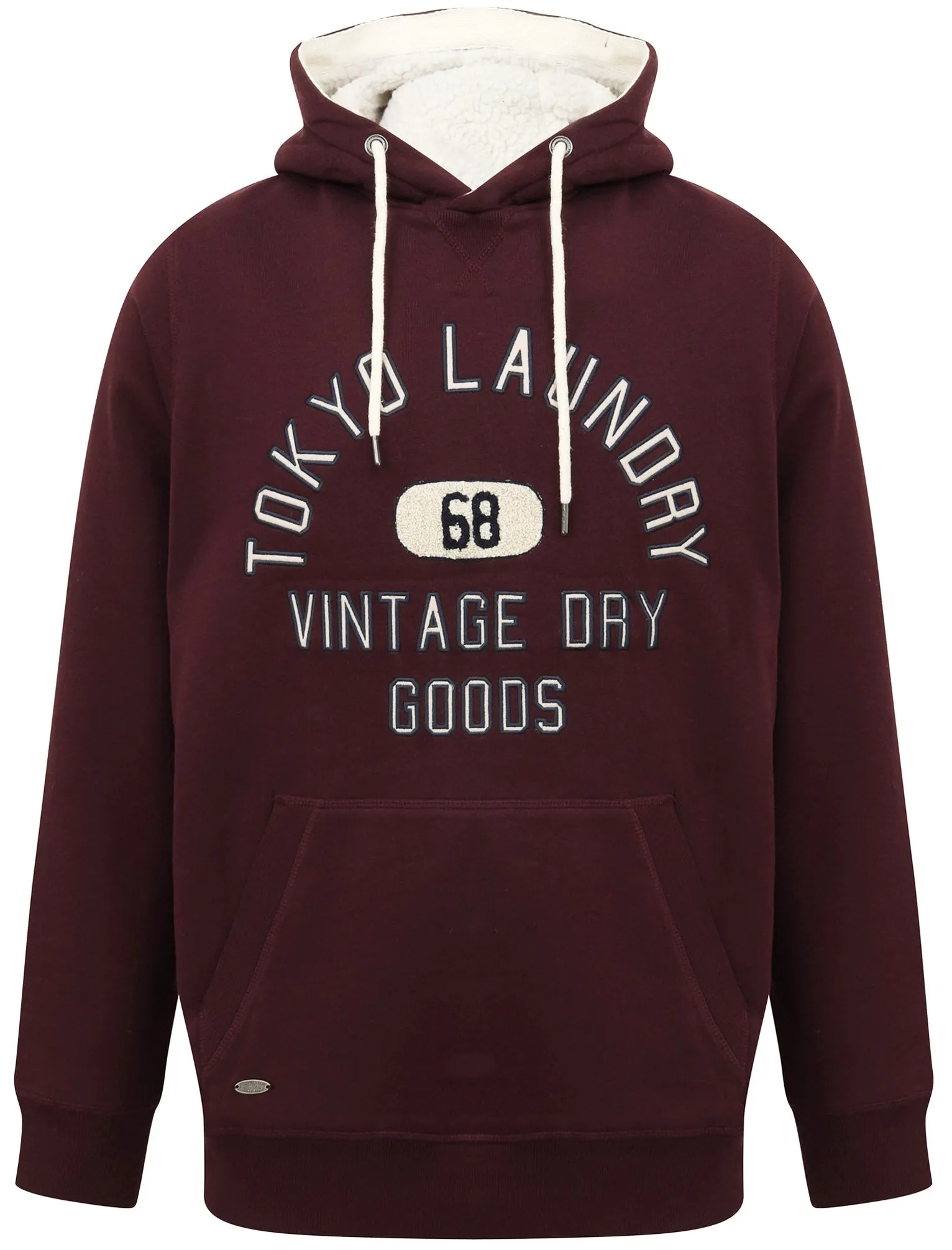 Harrisville Applique Pullover Hoodie with Borg Lined Hood In Vintage Wine - Tokyo Laundry
