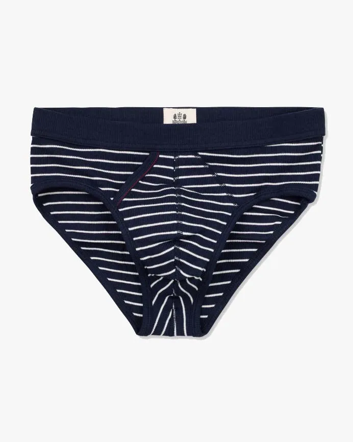 Hemen Biarritz Etor Sailor Stripes Brief - Marine / Natural