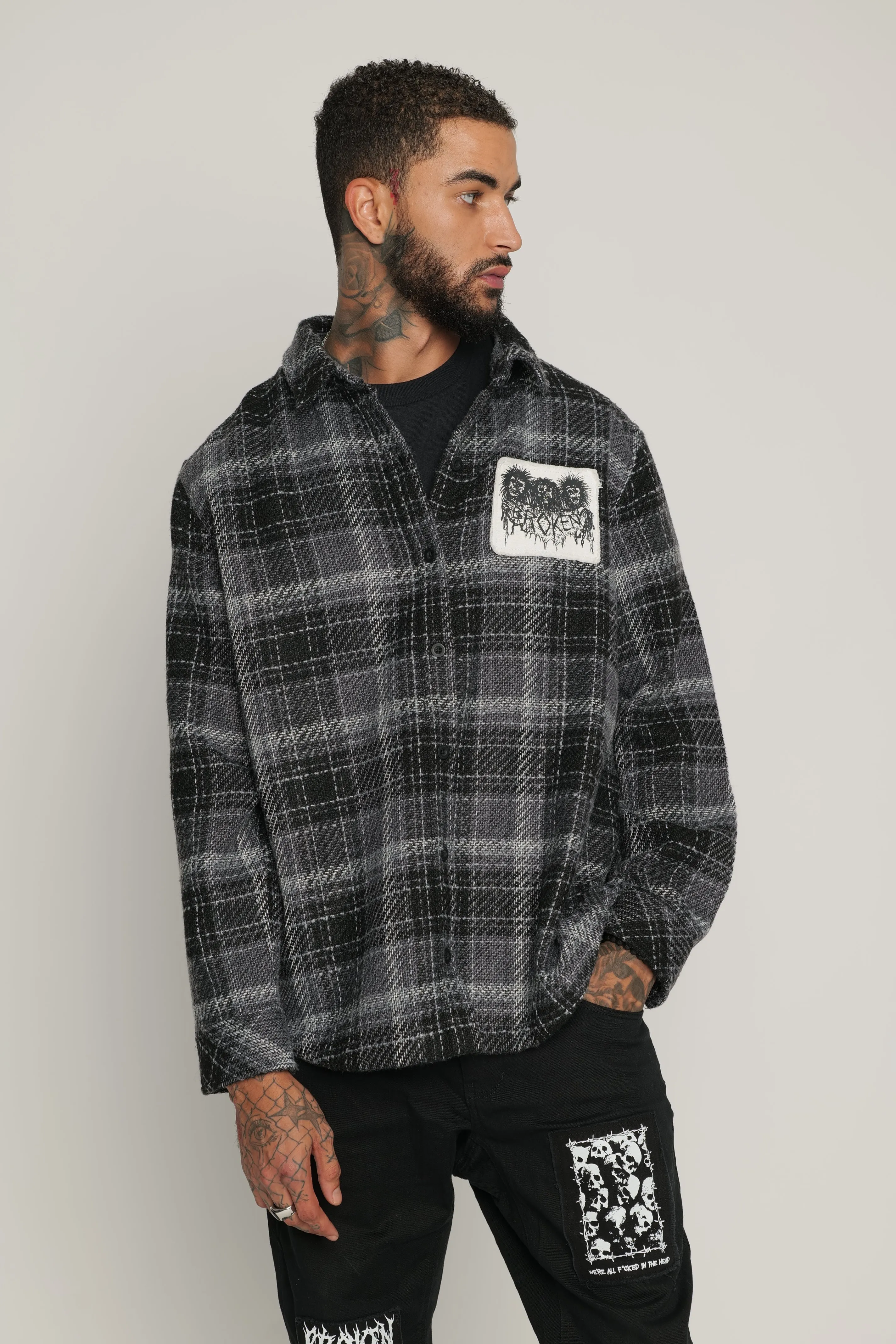 Holding On Flannel Black