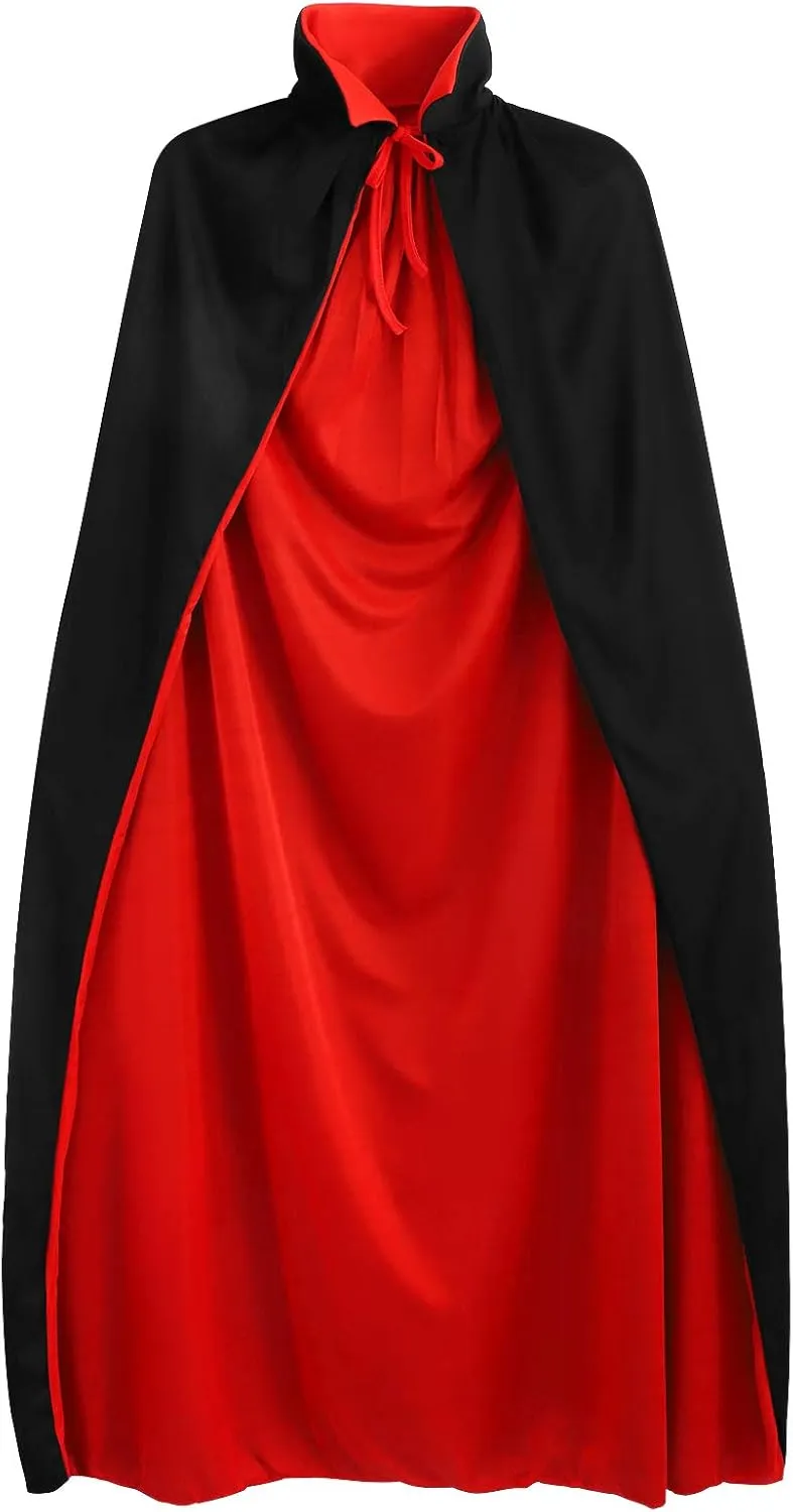 Homoyoyo 1.4m/ 55.11inch Halloween Vampire Costume Cosplay Cloak Cape Prop Single- Layer Red  Black