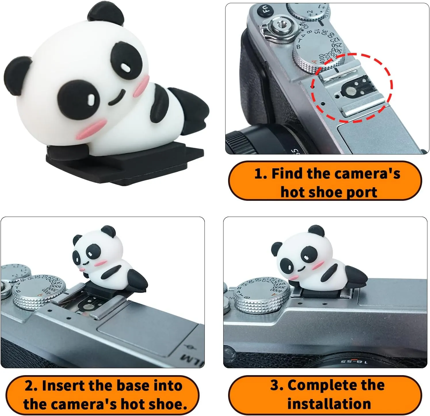 Hot Shoe Cover Mini Cute Dustproof Camera Hot Shoe Boot Cap Protector for Canon Sony Fuji Nikon Leical DSLR/SLR Camera (Panda)