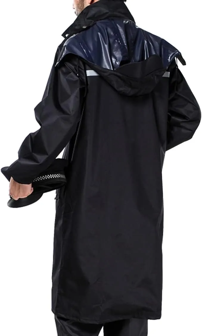 iCreek Raincoat Waterproof Long Rain Jacket Lightweight Rainwear Reflective with Packable Hood for Men Women Adults
