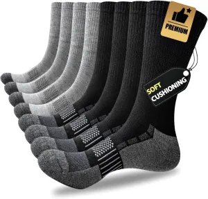 JOYNE 8 Pairs Mens Cushioned Crew Athletic Socks, Moisture Wicking Breathable Socks for Sport Running,Multicolor 2,Sock Size:10-13