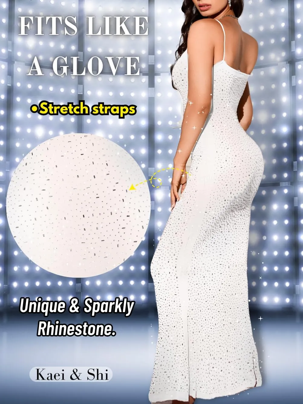 Kaei&Shi Rhinestone Mesh Dress,Glitter Sparkly Embellished Sheer Maxi Dresses,Sexy Birthday Outfit for Women Cocktail Party