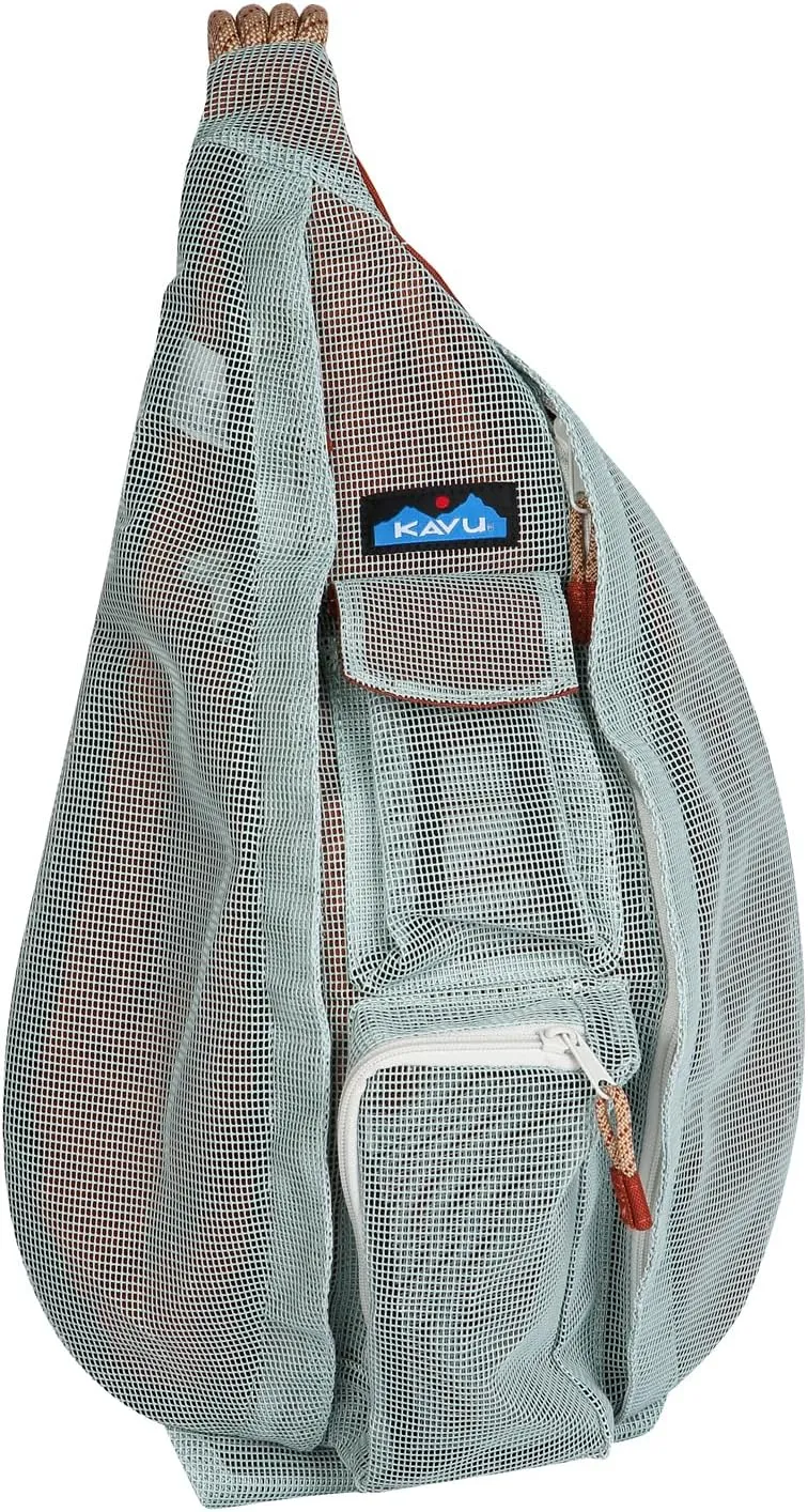 KAVU Beach Rope Bag Mesh Crossbody Sling Backpack - Cool Aqua