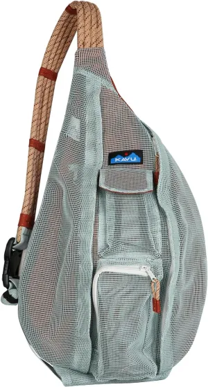KAVU Beach Rope Bag Mesh Crossbody Sling Backpack - Cool Aqua